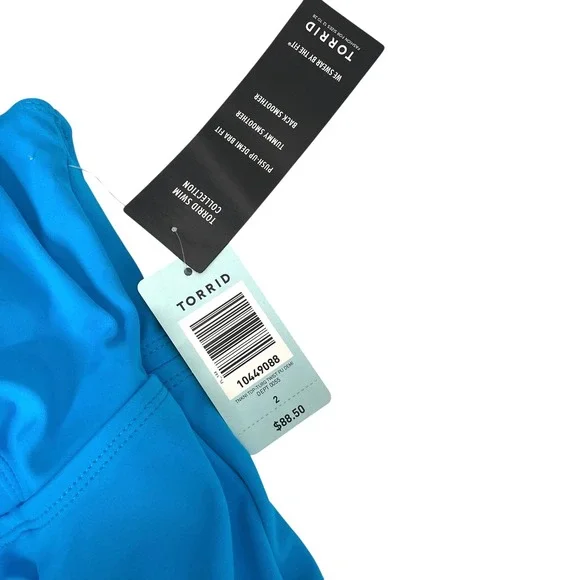 NEW Torrid Ruched swim Tankini Top Size 2X‎ blue Push-Up Bra fit Tummy control
